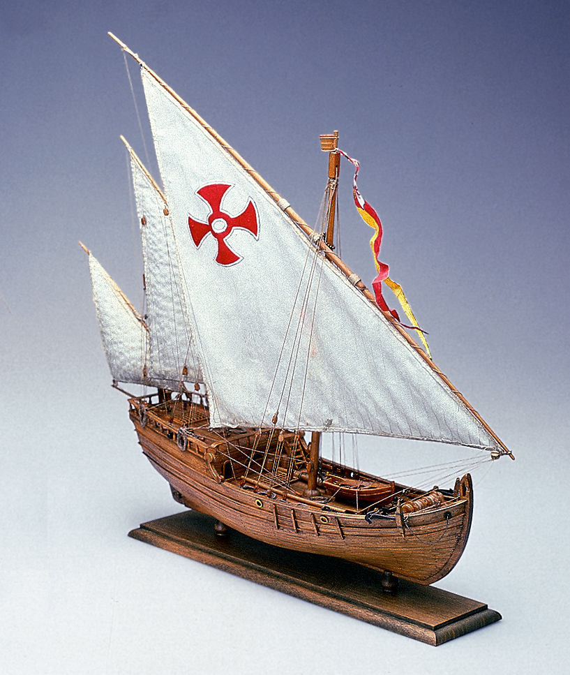 Флагманская каравелла Колумба Nina (Нина) с парусами, 370х445 мм, М.1:65, сборная модель парусного корабля из дерева, Amati (Италия)