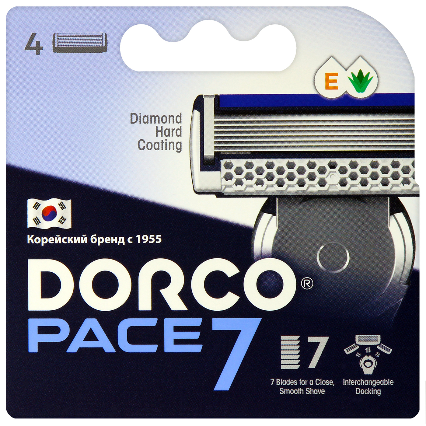 Dorco Сменные кассеты PACE7, 7-лезвийные, крепление PACE, увл.полоса (4 сменные кассеты)