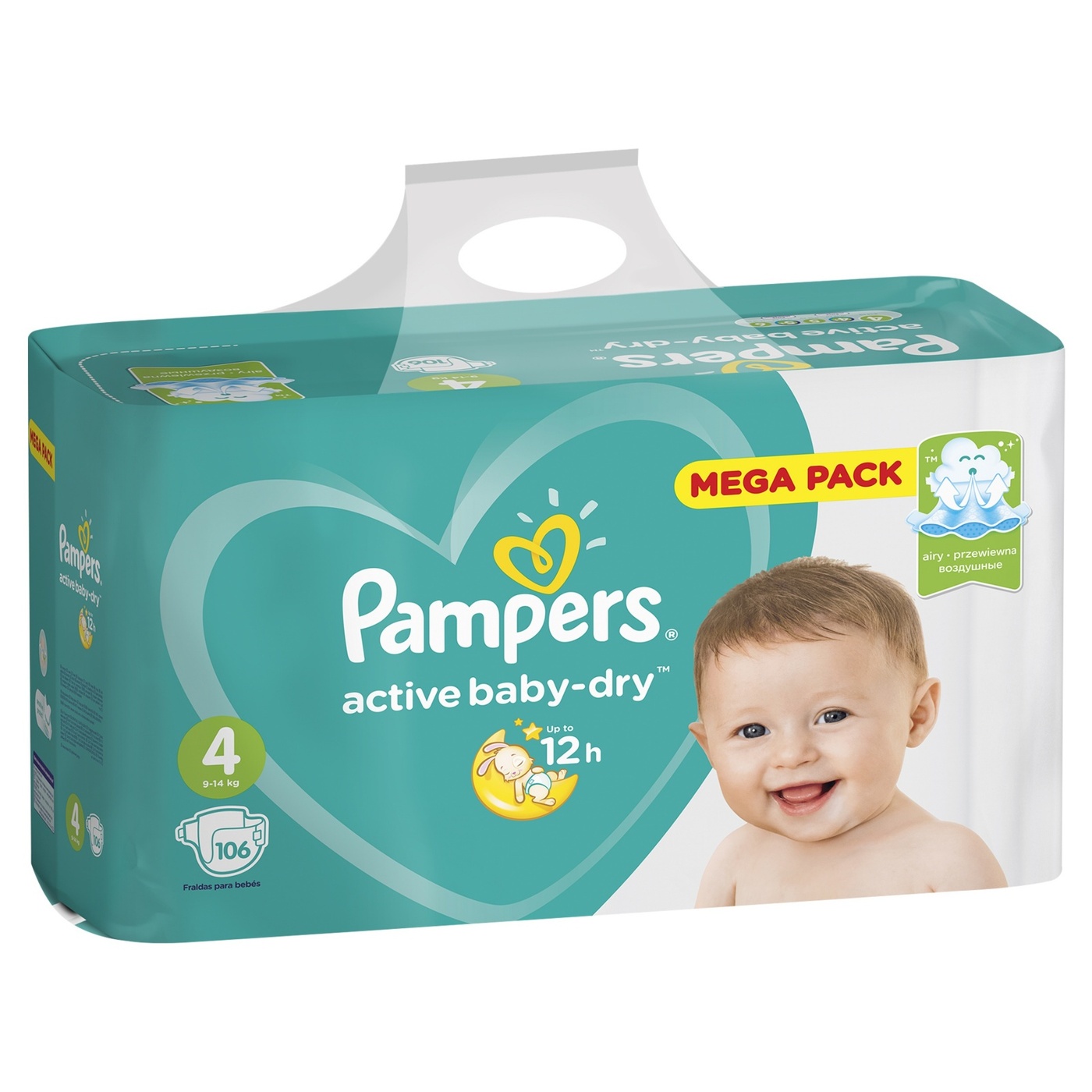 Подгузники Pampers Active baby-dry 4, 9-14кг 106шт - купить с доставкой по  выгодным ценам в интернет-магазине OZON (272199690)