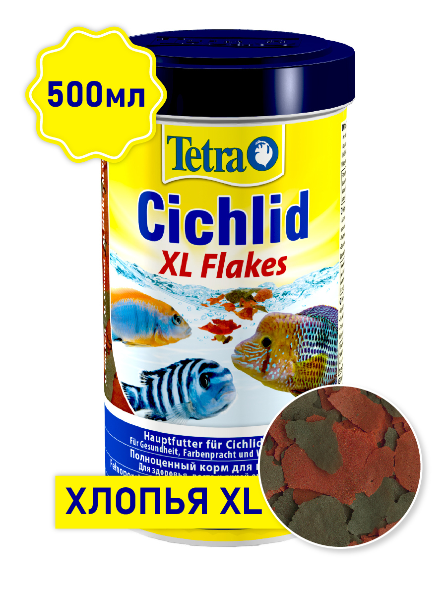 Корм для всех видов цихлид Tetra Cichlid XL Flakes, хлопья, 1 л - купить в  Sale4pets, цена на Мегамаркет