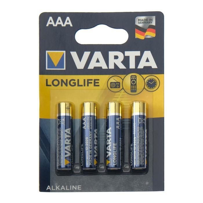 БатарейкаалкалиноваяVartaLongLife,AAA,LR03-4BL,1.5В,блистер,4шт.