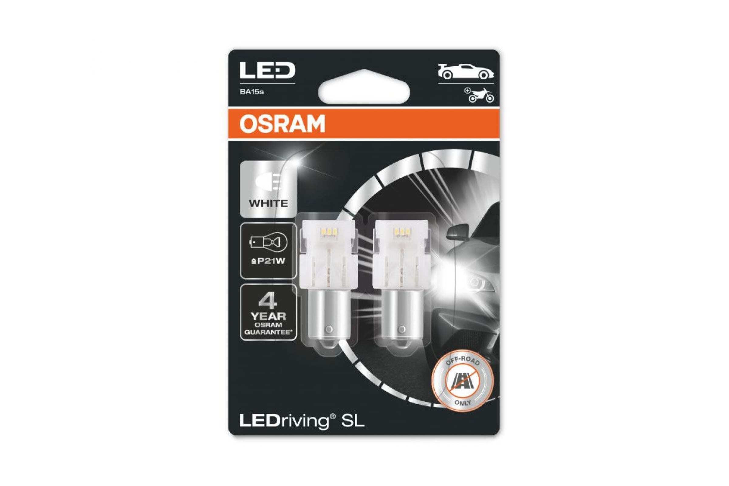 АвтолампаP21W(BA15s)LED(блистер,2шт)6000К12VOSRAM