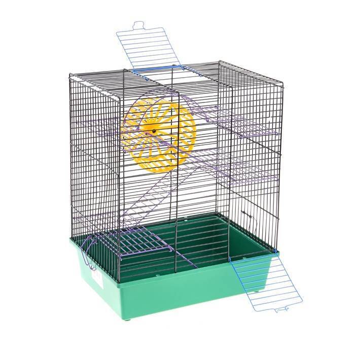 Вака Клетка для грызунов Венеция большая с мостиком и колесом, 38,5*27,5*43,5см