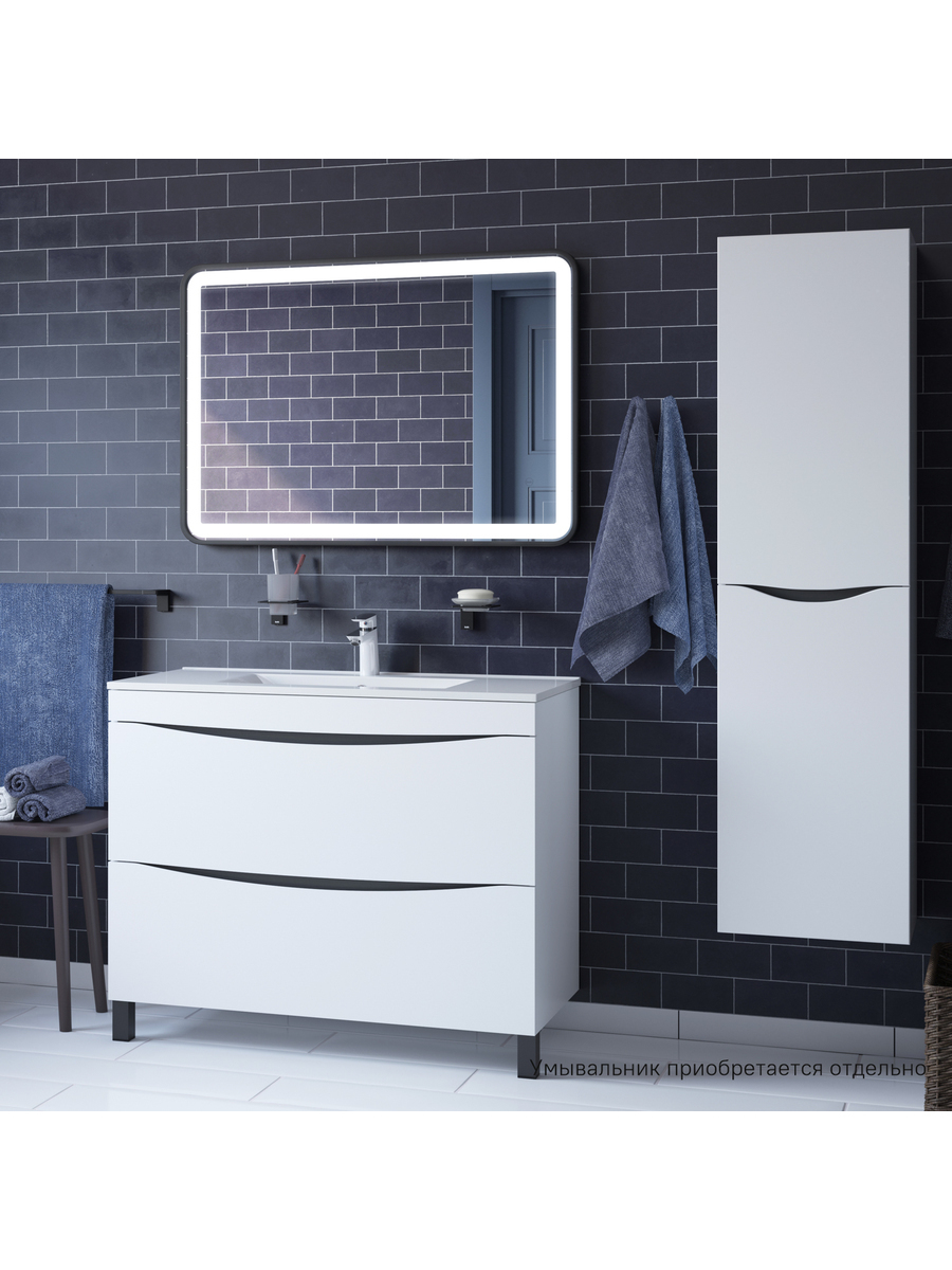 Фото товара на маркетплейсе ozon Тумба напольная в ванную (без раковины), белая, 100 см, Cloud, IDDIS, CLO10WFi95