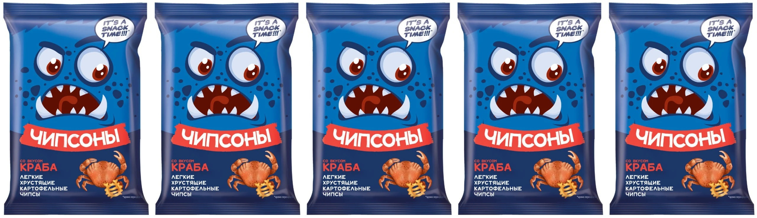 Чипсоны, чипсы со вкусом краба, 5 шт по 40 г - купить с доставкой по ...
