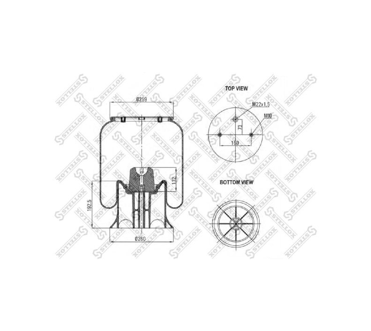 Пневмоподушка Со Стак. 2Отв.m10 1Отв-Шт.m22 Порш Пластиковый D13.5 Schmitz/Weweler Stellox арт. 9041582SX