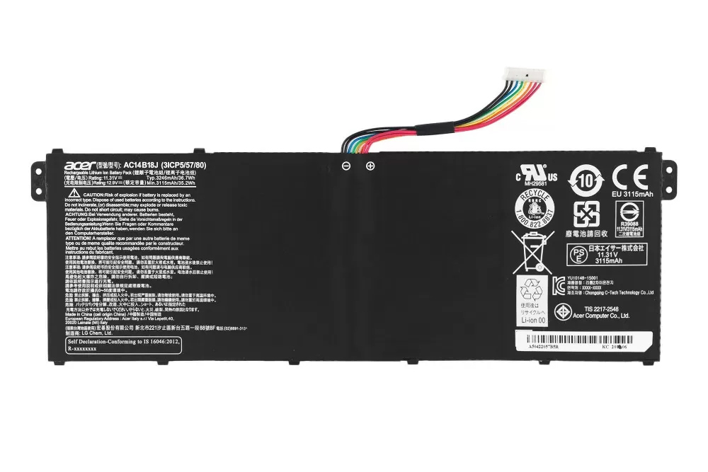 AcerАккумулятордляноутбукаAcer3220мАч,(AC14B18J11.4V3220mahAspire3A315-21A315-31,A315-51,A315-53G,AspireE3-112,AspireE3-112M,AspireES1-111,AspireES1-111M,AspireES1-131,AspireES1-132,AspireES1-311,AspireES1-331,AspireES1-332,AspireES1-511,AspireES1-512,Aspire)