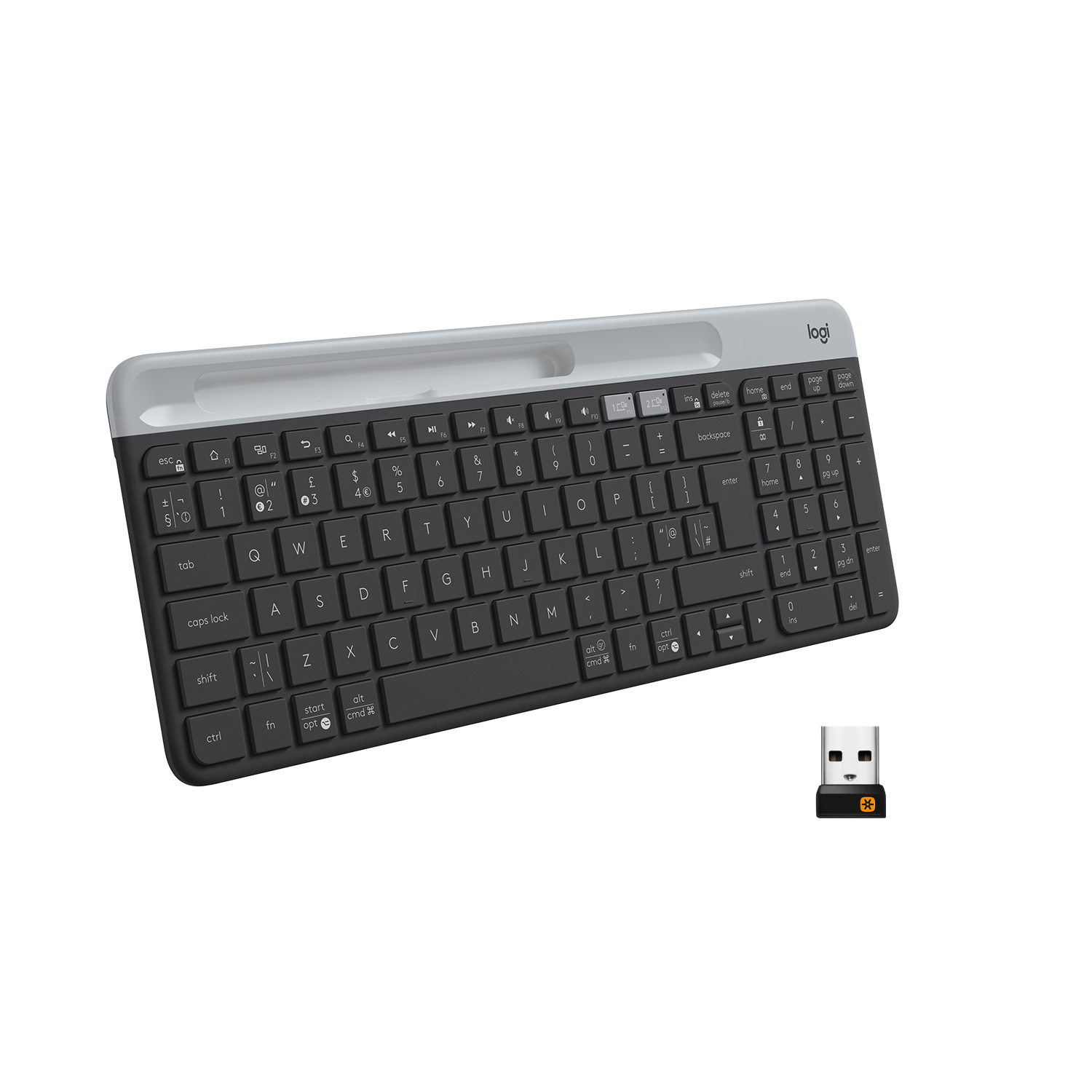 LogitechКлавиатурабеспроводнаяK580,Английскаяраскладка,темно-серый