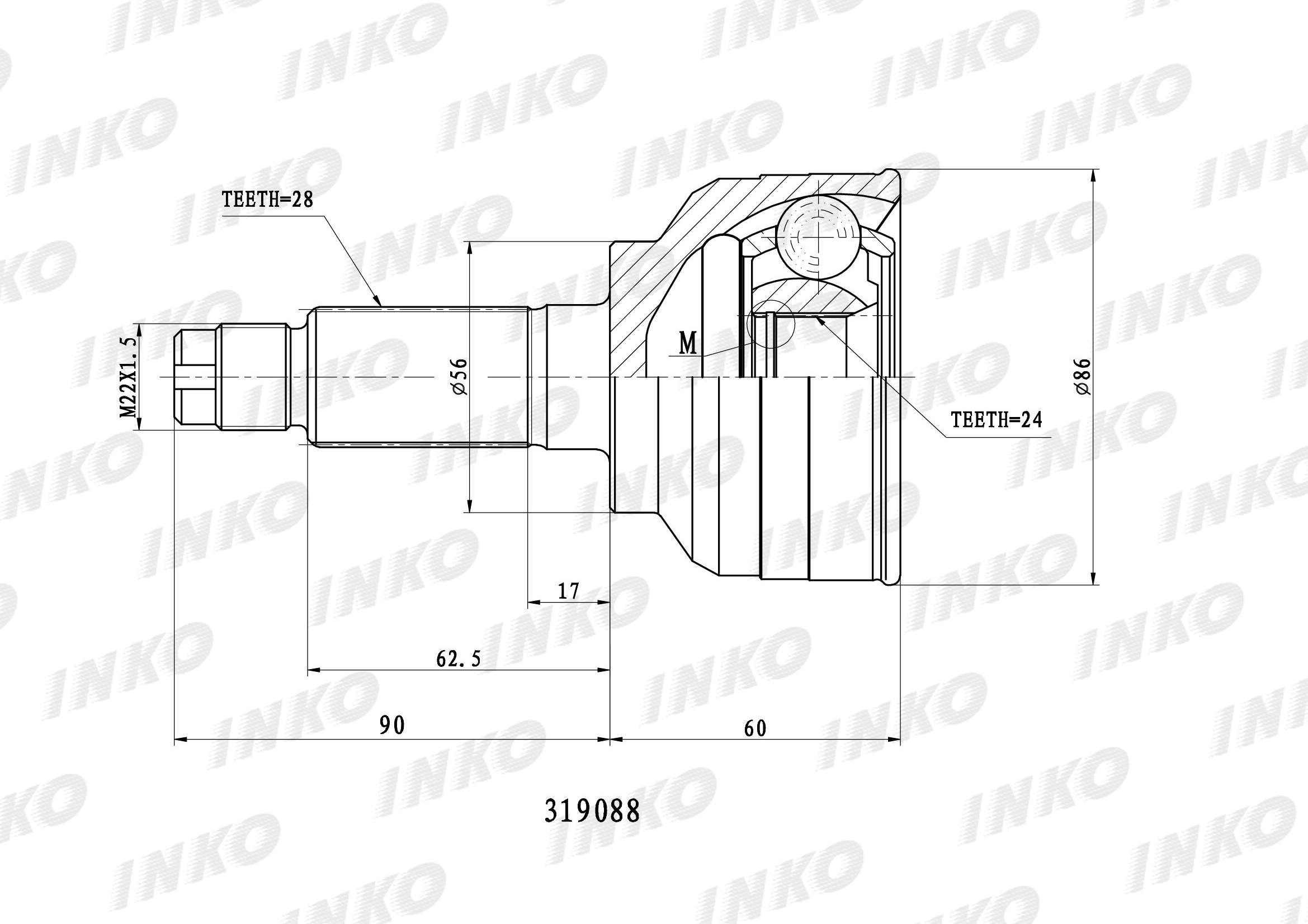 Шрус наружный kia carens 2 gi k10 не подходит