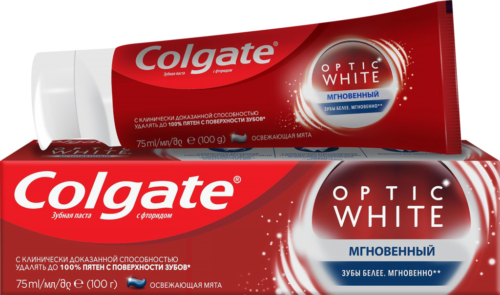 Колгейт зубная фото. Colgate зубная паста 75мл Optic White. Паста зубная Colgate Optic White мгновенный 75мл. Colgate Optic White Экстра сила зубная паста 75мл. Colgate Optic White зубная паста 75 ml.