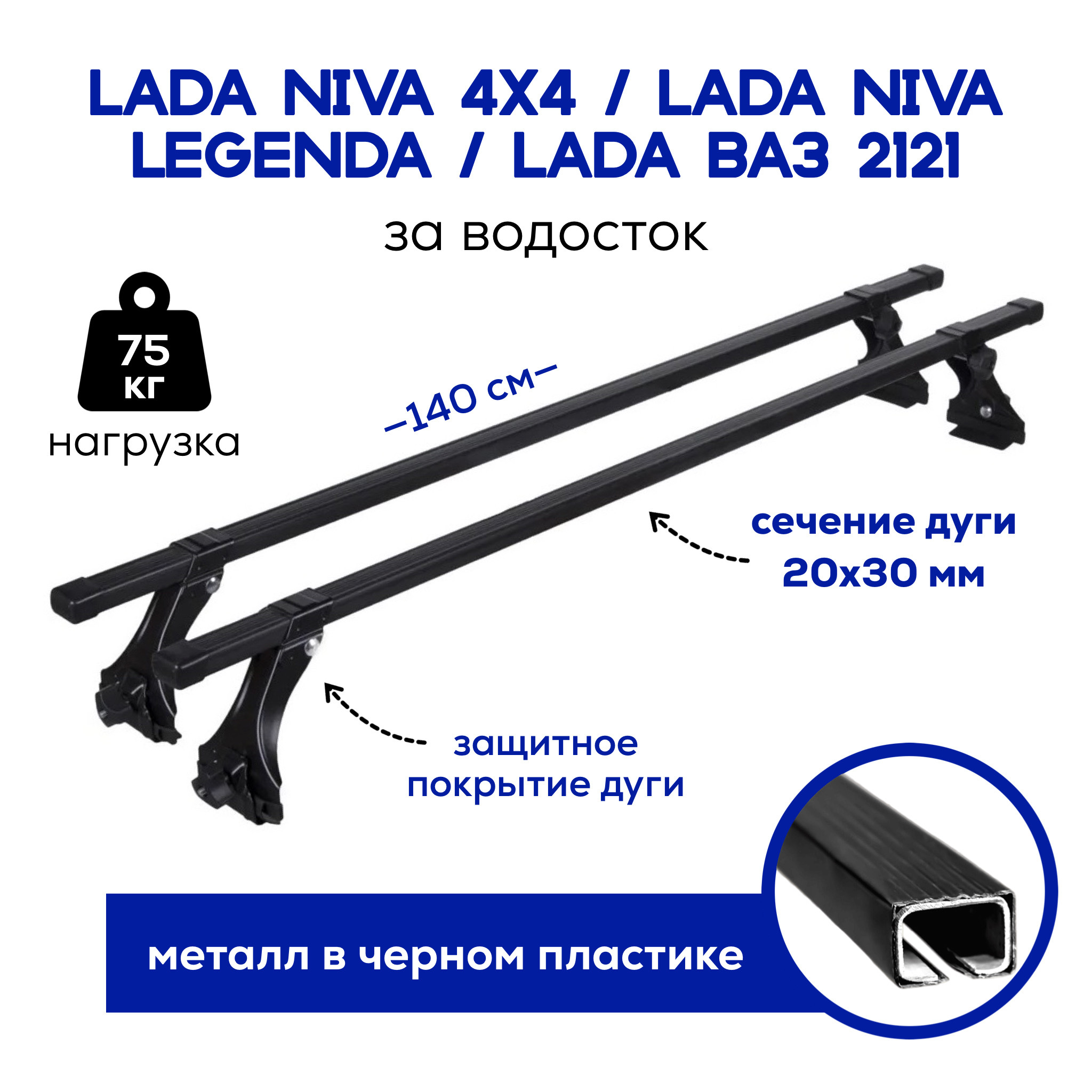 Багажник на крышу CITY 600358 Chevrolet Niva 2002-2020 черный