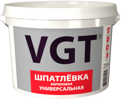 VGTШпатлёвкауниверсальнаядлянар/внутрработ(влагостойкая)7.5кг