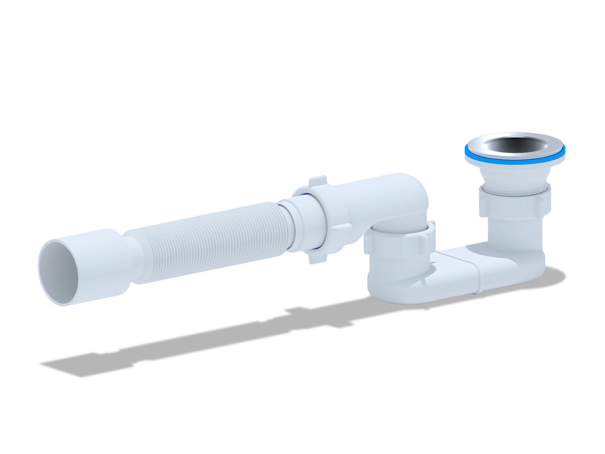 Сифон АНИ пласт E015 для душевого поддона плоский 1 1/2" с гибкой трубой 40/50
