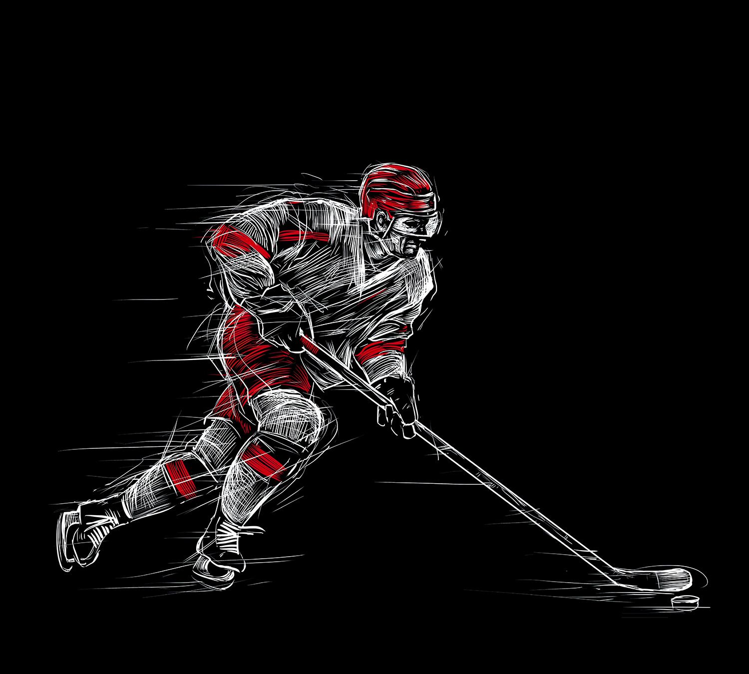 Хоккеист арт рисунок