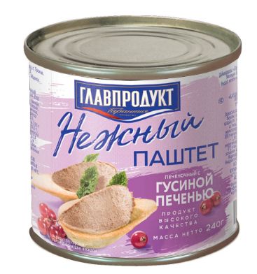 "Главпродукт" Паштет нежный с гусиной печенью 240гр.*4шт.