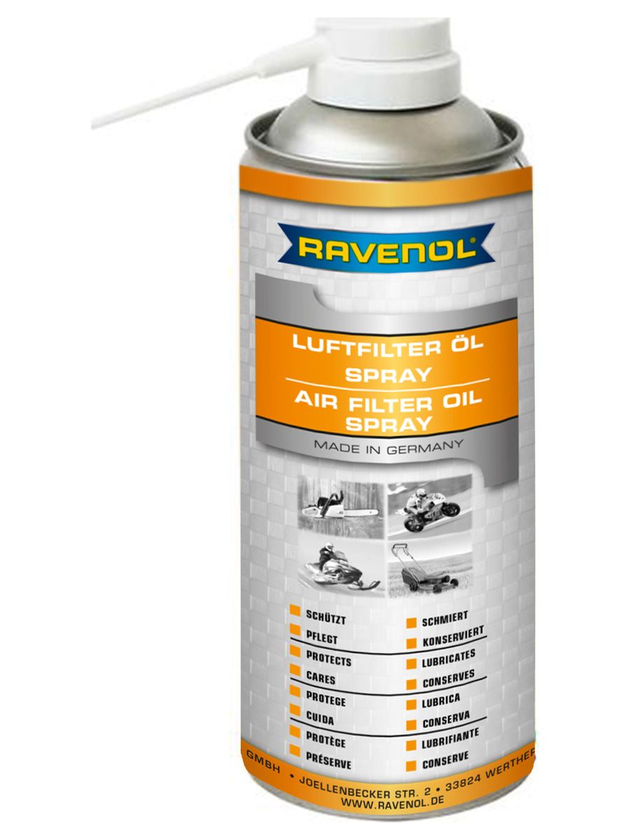 Пропит.масло-спрейдляпоролон.фильтровRAVENOLAirFilterOil-Spray(0,4л)