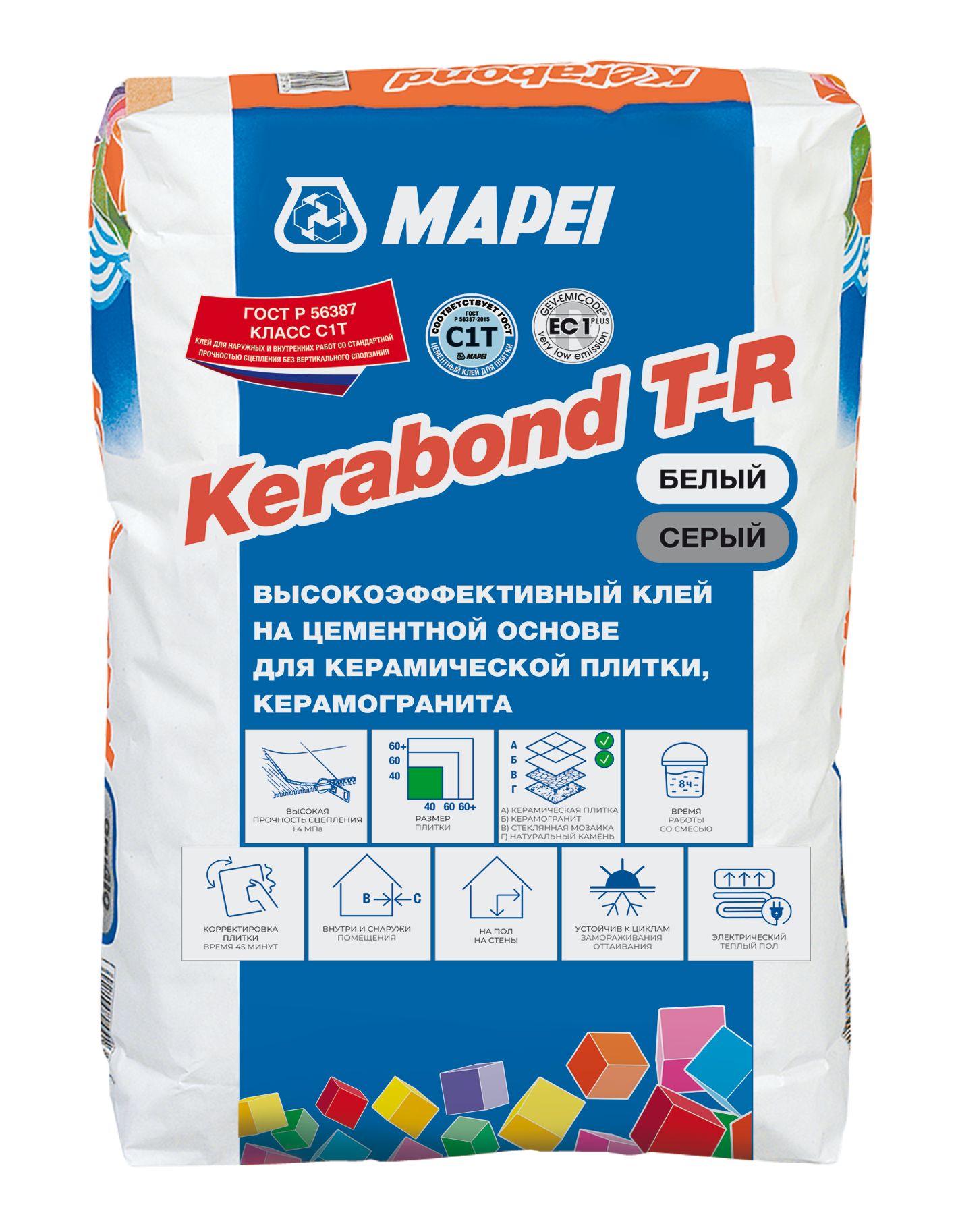 Mapei Kerabond T-R/Мапей Керабонд Т-Р, 25 кг,Белый,клей для плитки и керамогранита