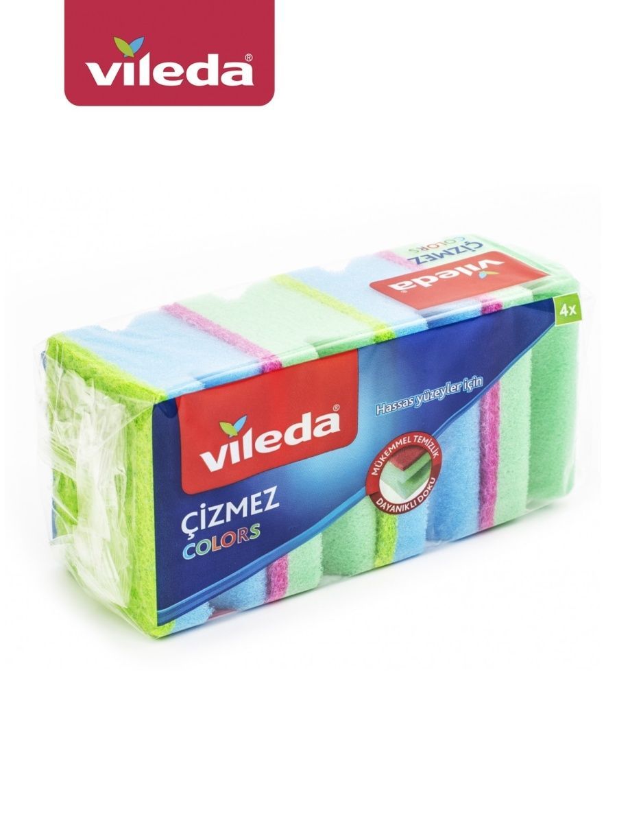 Губка для посуды Vileda Colors 4 шт. в упаковке