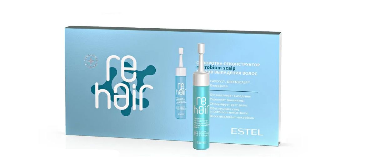 Микробиом гель. Estel re hair сыворотка реконструктор. Сыворотка-реконструктор microbiom Scalp Rehair Estel против выпадения волос. Ампулы для волос Эстель.