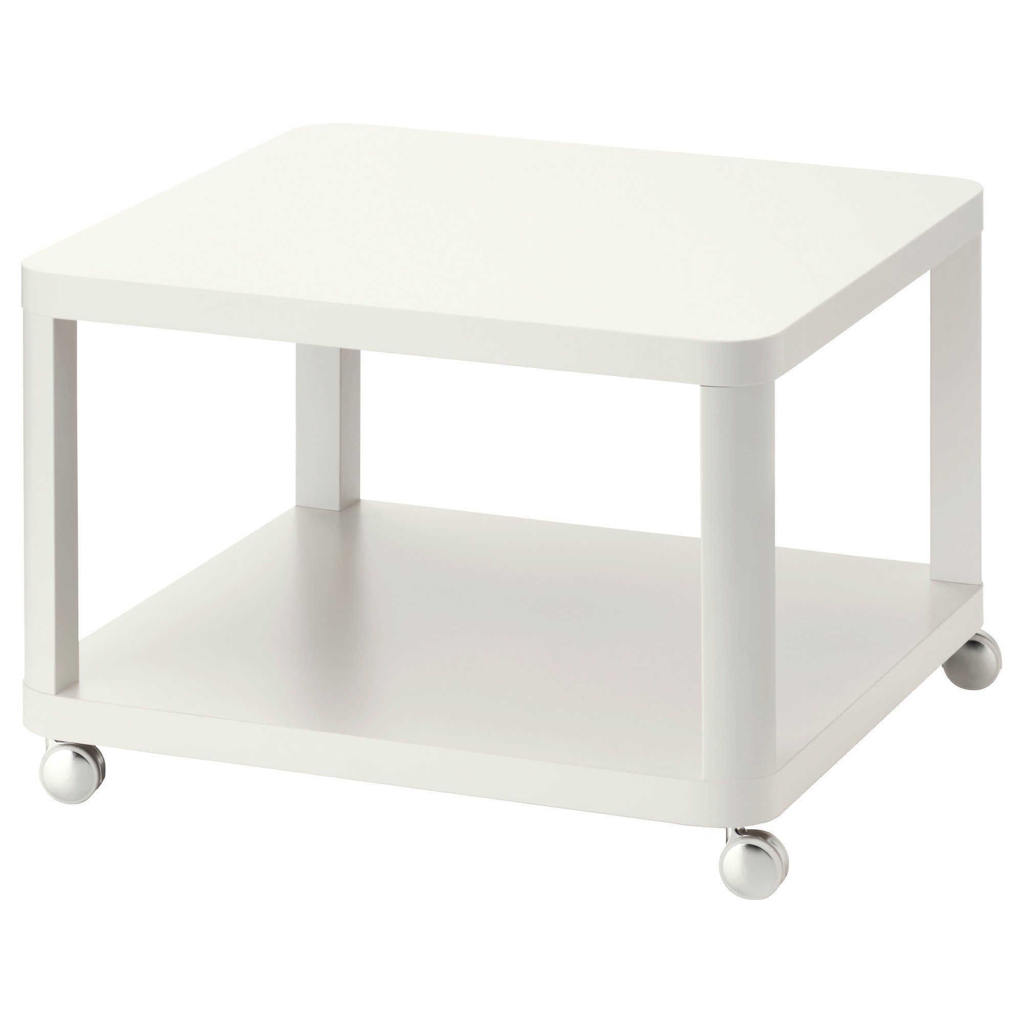 ТИНГБИ стол приставной на колесиках, белый 64x64 см