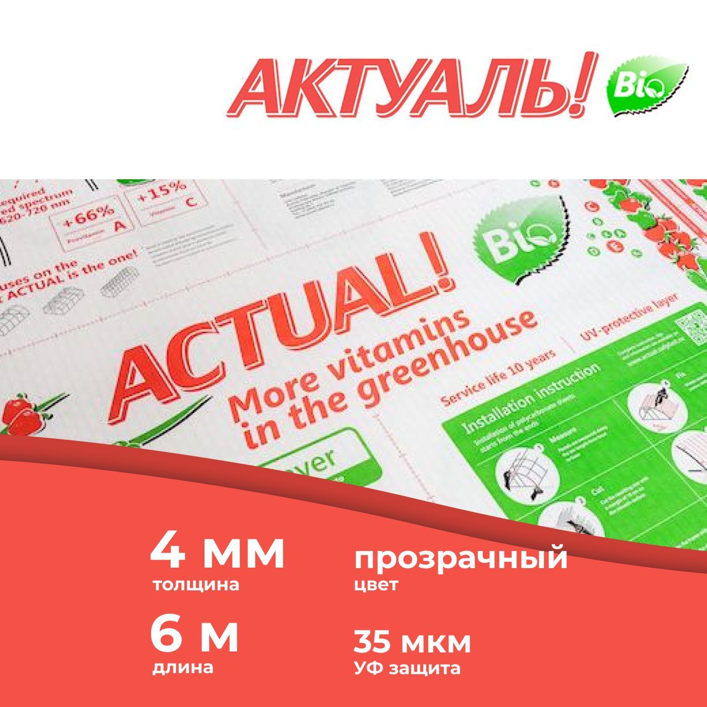 4 мм сотовый поликарбонат для теплиц АКТУАЛЬ! Bio, длина 6 м - купить с  доставкой по выгодным ценам в интернет-магазине OZON (488964842)