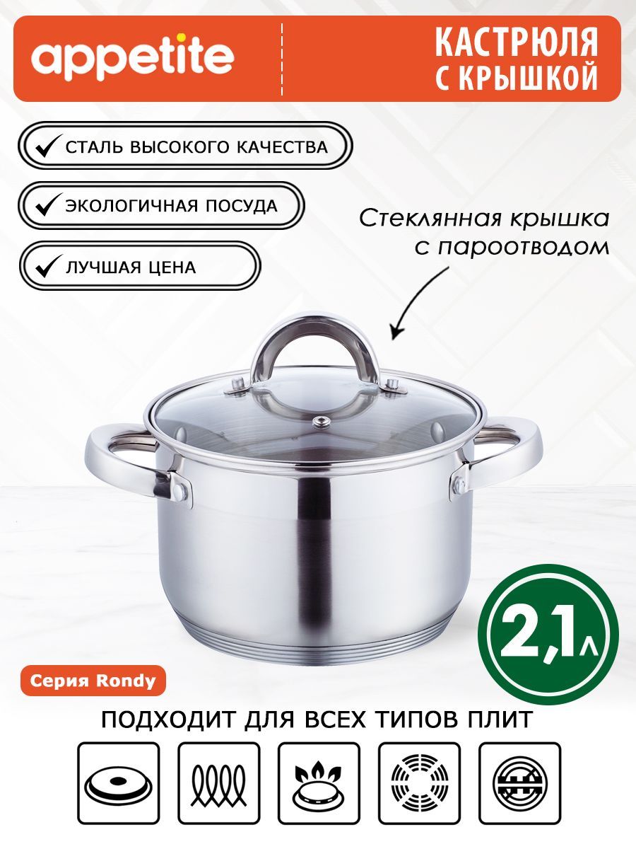 Кастрюля нержавеющая Rondy 2,1л ТМ Appetite