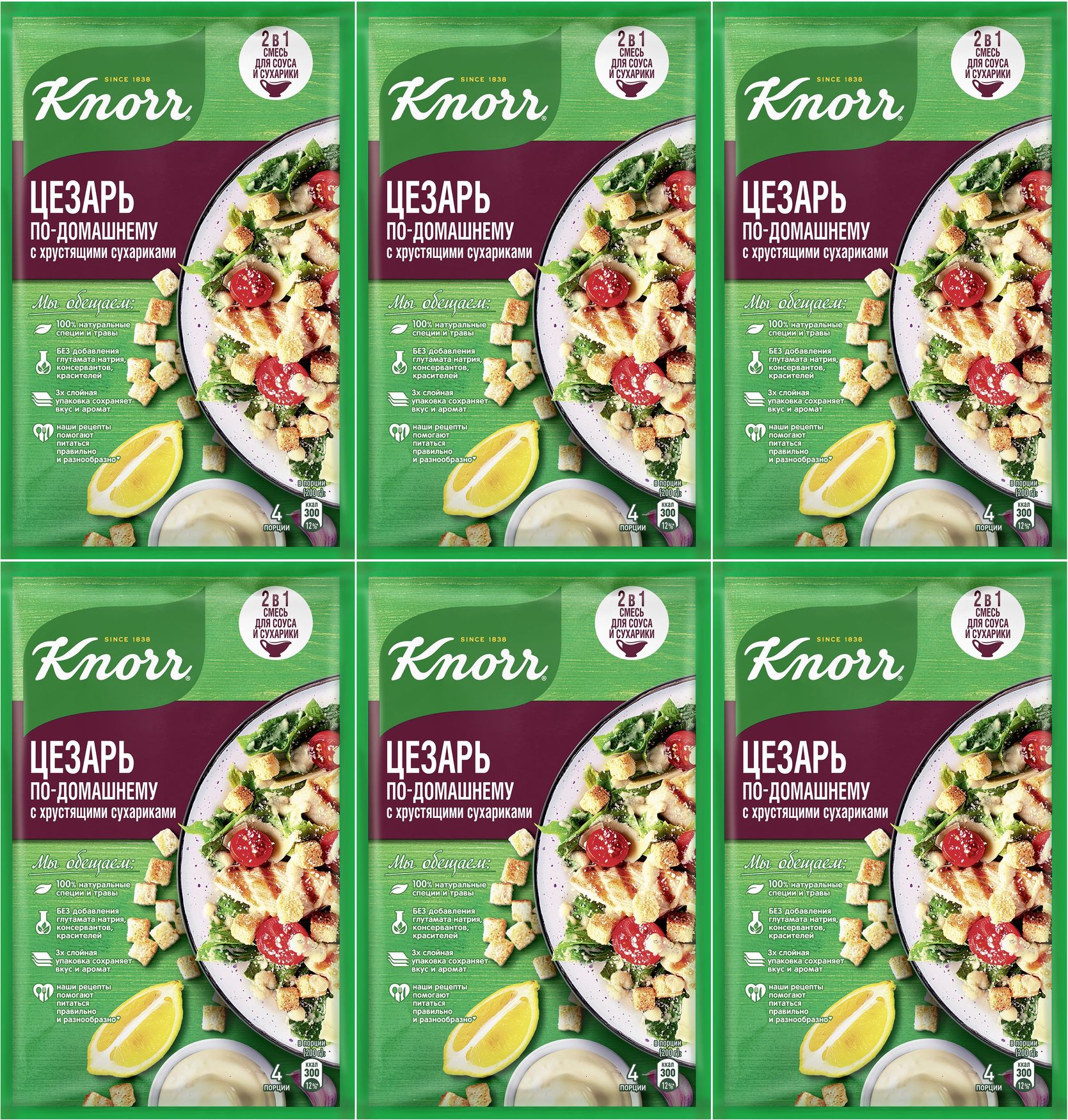 Приправа Knorr На второе для цезаря по-домашнему, комплект: 6 упаковок по  30 г - купить с доставкой по выгодным ценам в интернет-магазине OZON  (915255669)