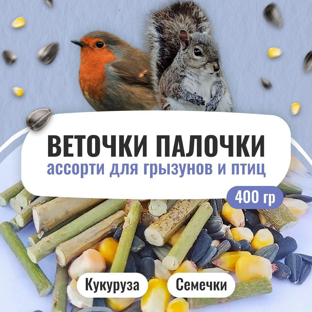 Веточки палочки ассорти 400 г. Семечки подсолнечника и кукуруза сушеная для  грызунов и птиц / игрушка - купить с доставкой по выгодным ценам в  интернет-магазине OZON (460940623)