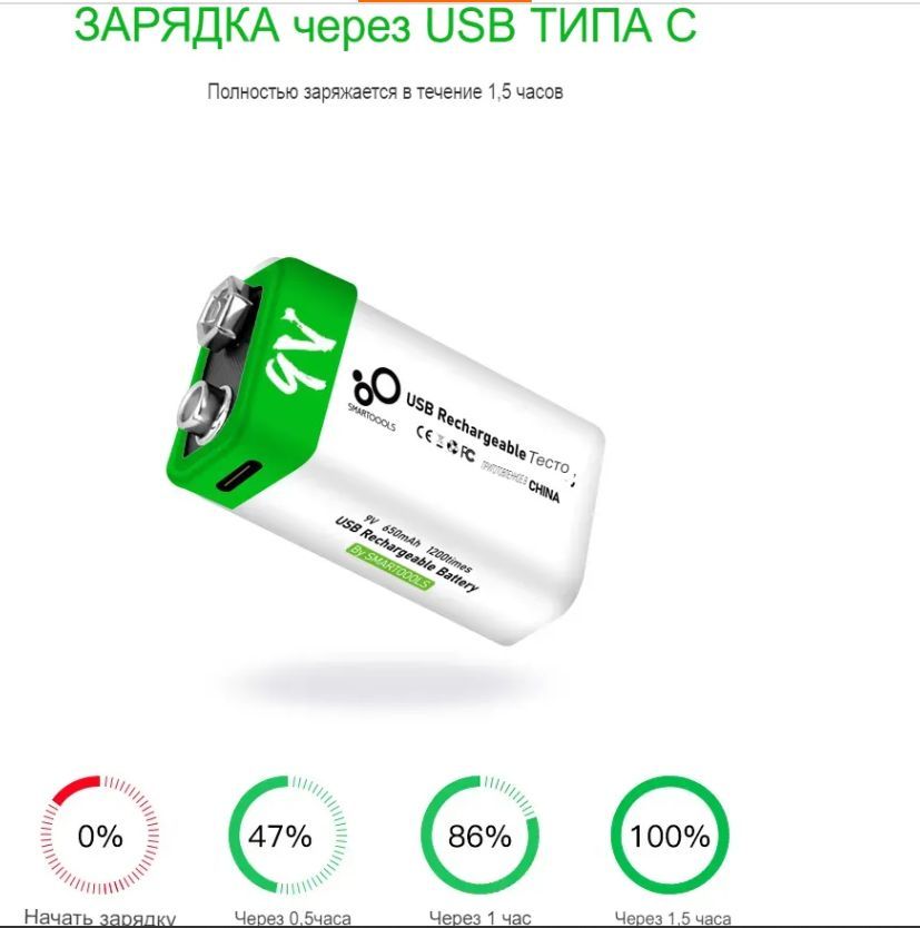 Купить Аккумулятор Крона 650mah