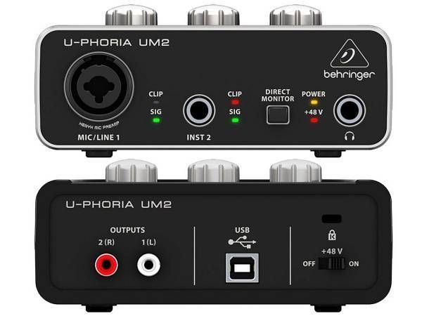 Внешний интерфейс USB BEHRINGER UM2 для записи и воспроизведения звука на компьютере (PC / MAC)