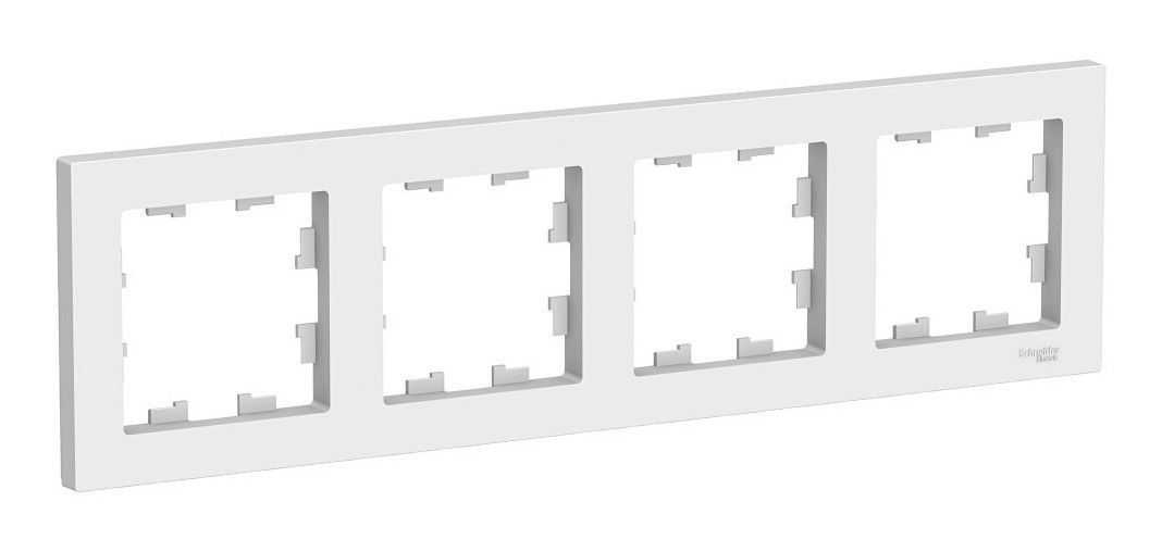 Рамка 4-местная Schneider Electric AtlasDesign для розеток и выключателей, белая, ATN000104