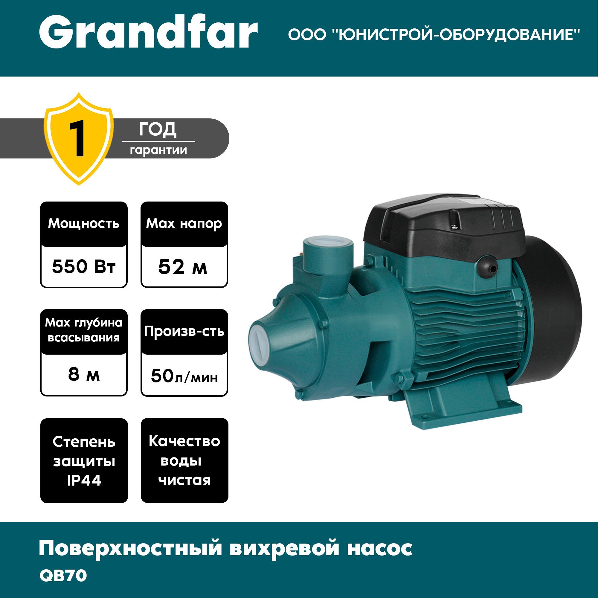 GRANDFARНасоснаястанция,550Вт,50л/мин,52м