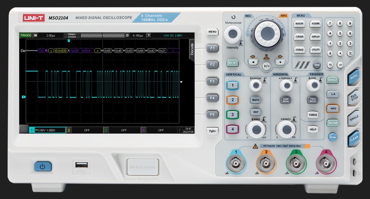 Осциллограф цифровой UNI-T MSO2104, 4 канала x 100МГц