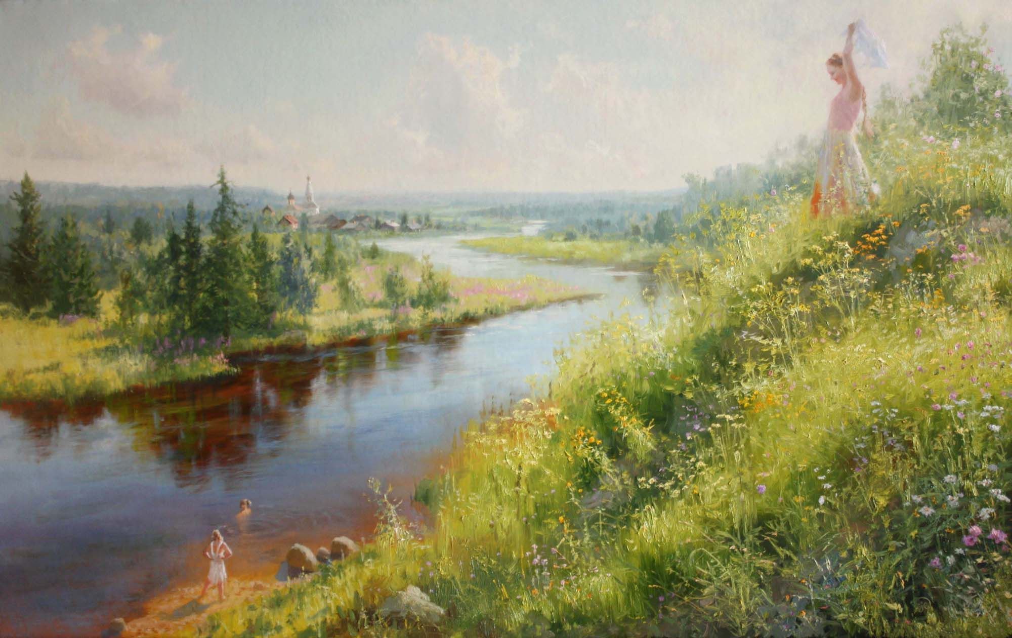 Русские летом на речке