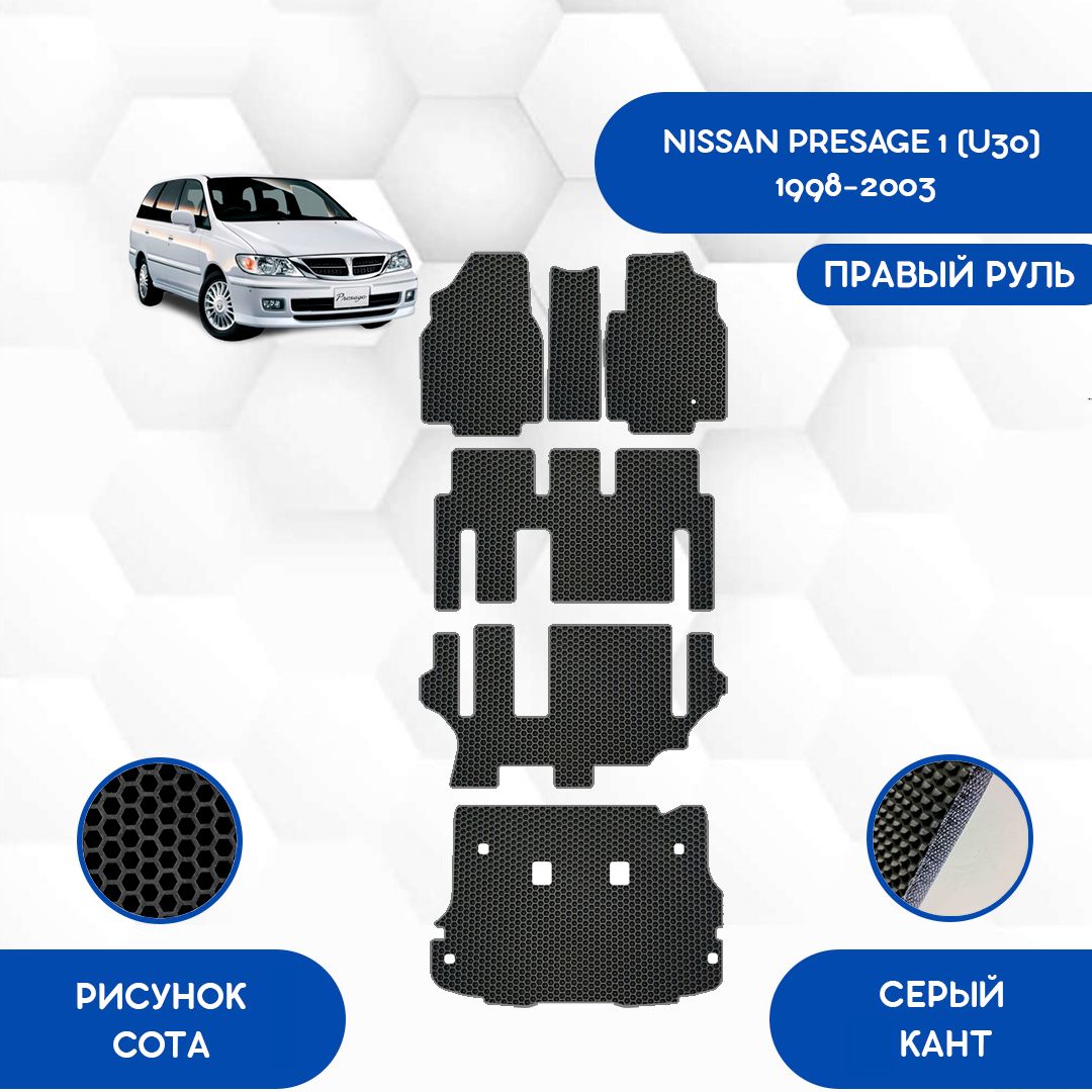 Коврики в салон автомобиля SaVakS Nissan Presage 1 (U30) 1998-2003 С Правым  рулем (8 мест)_Савакс, цвет черный, серый - купить по выгодной цене в  интернет-магазине OZON (1056407880)