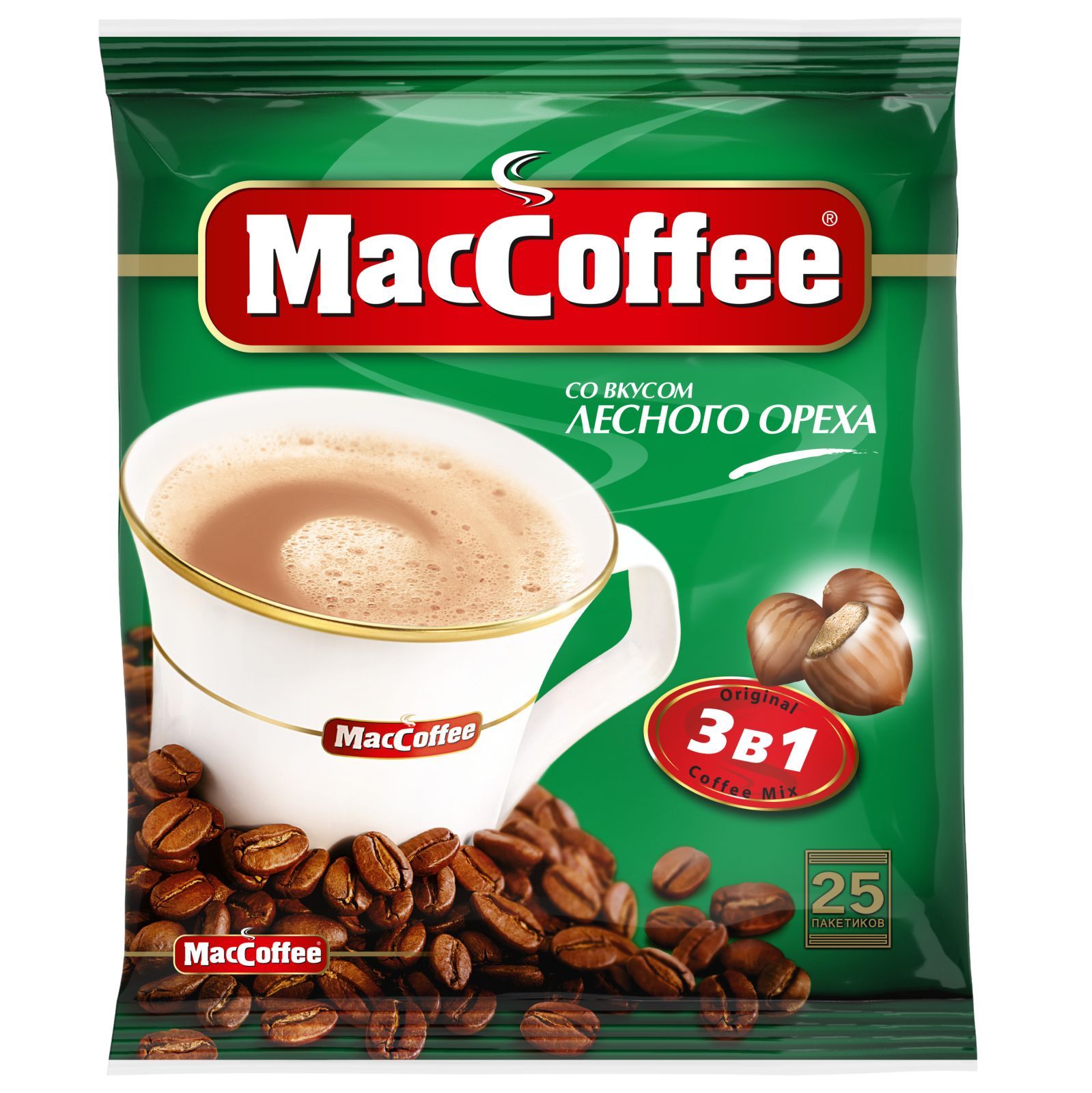 Кофейный напиток MacCoffee, 3 в 1, лесной орех, 25шт - купить с доставкой  по выгодным ценам в интернет-магазине OZON (984130644)