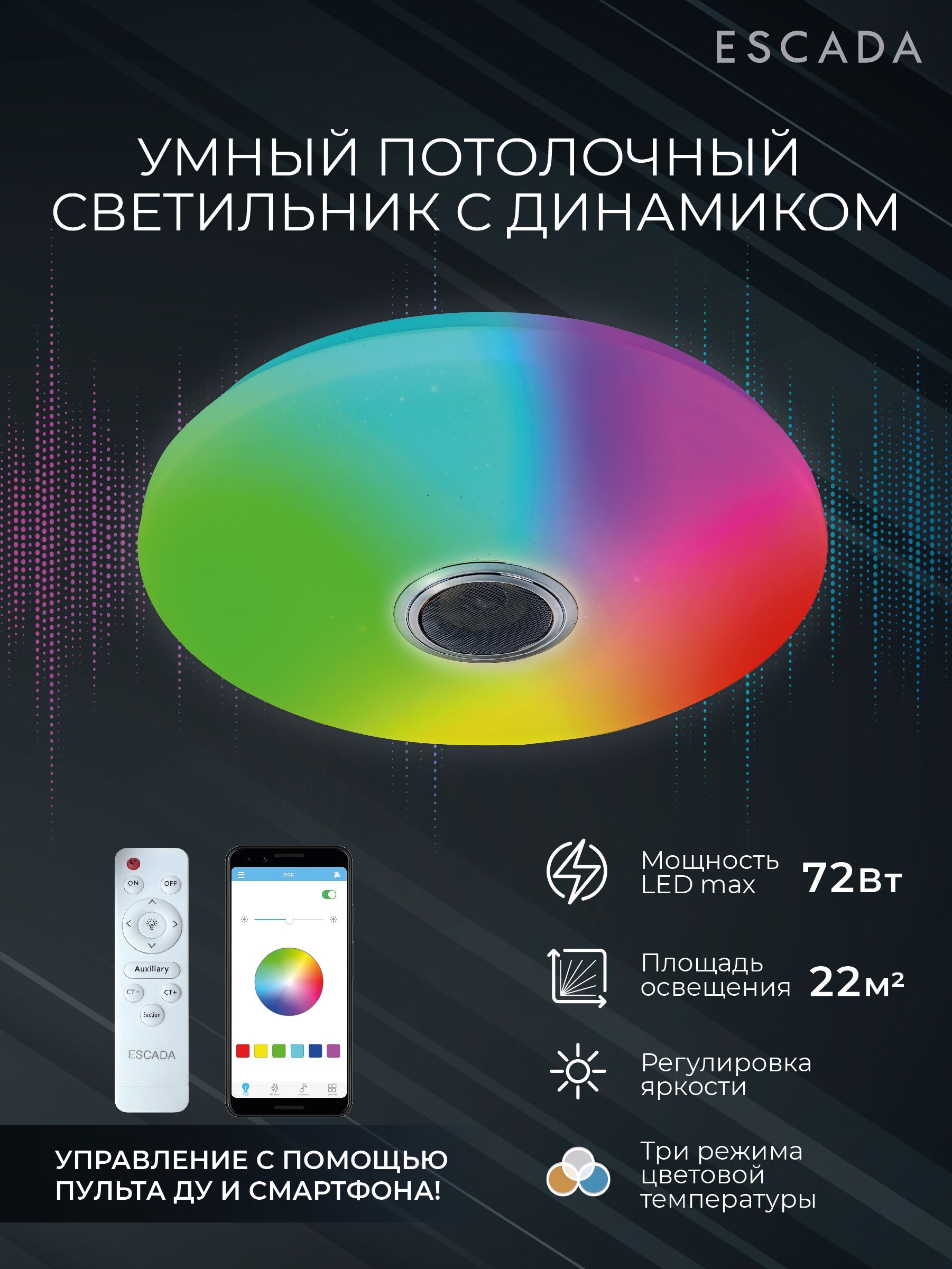 EscadaЛюстрапотолочная,LED,72Вт