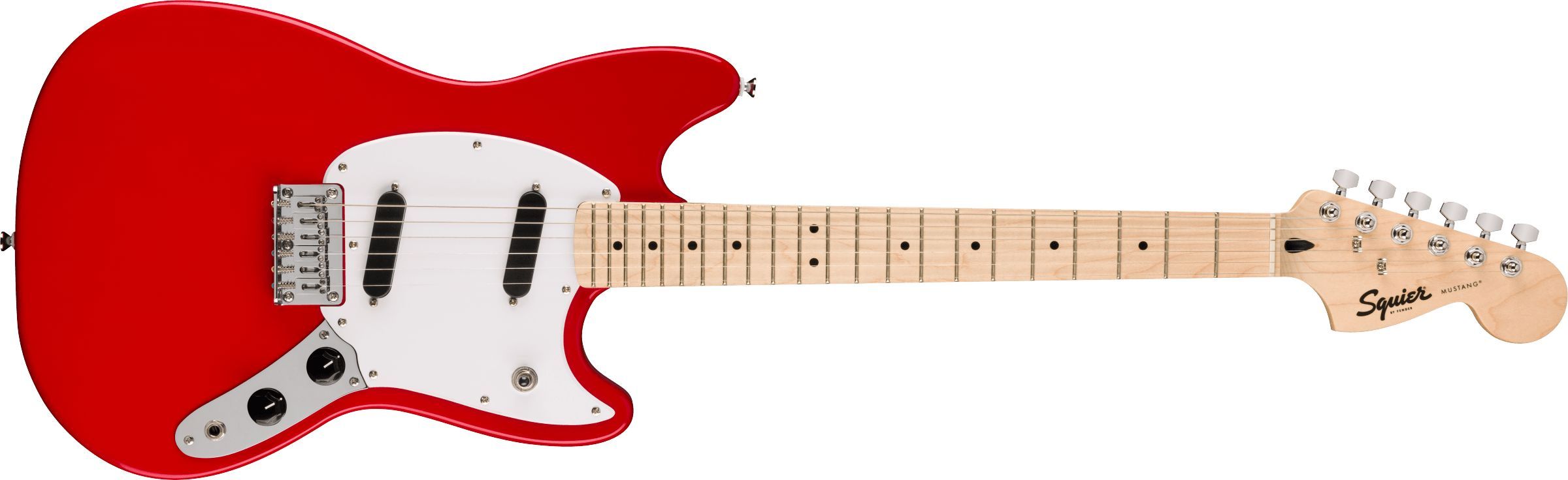 Squier by Fender Электрогитара Sonic Mustang, Torino Red 6-струнная, корпус Тополь 4/4