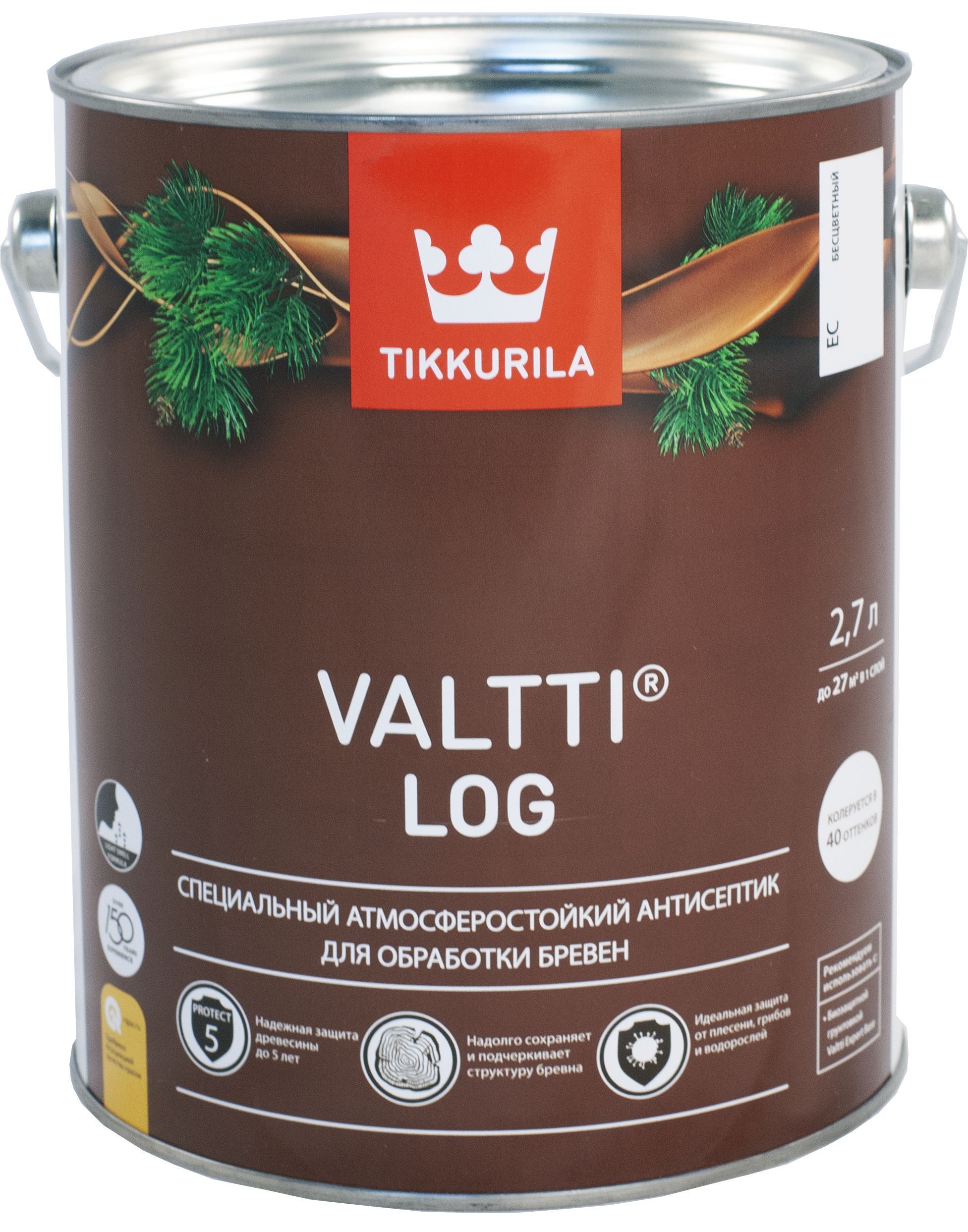 Антисептик для дерева Tikkurila Valtti log база ЕС 9 Л