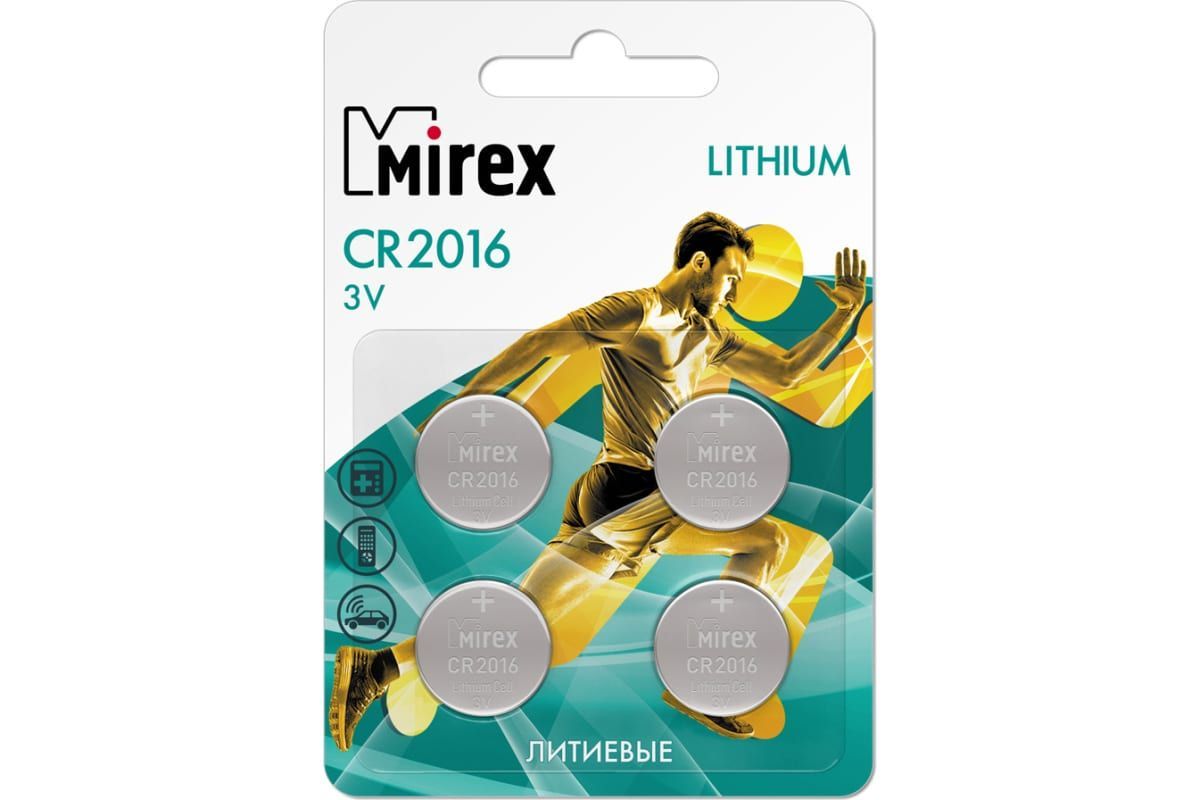 MirexБатарейкаCR2016,LiMnтип,1,5В,4шт