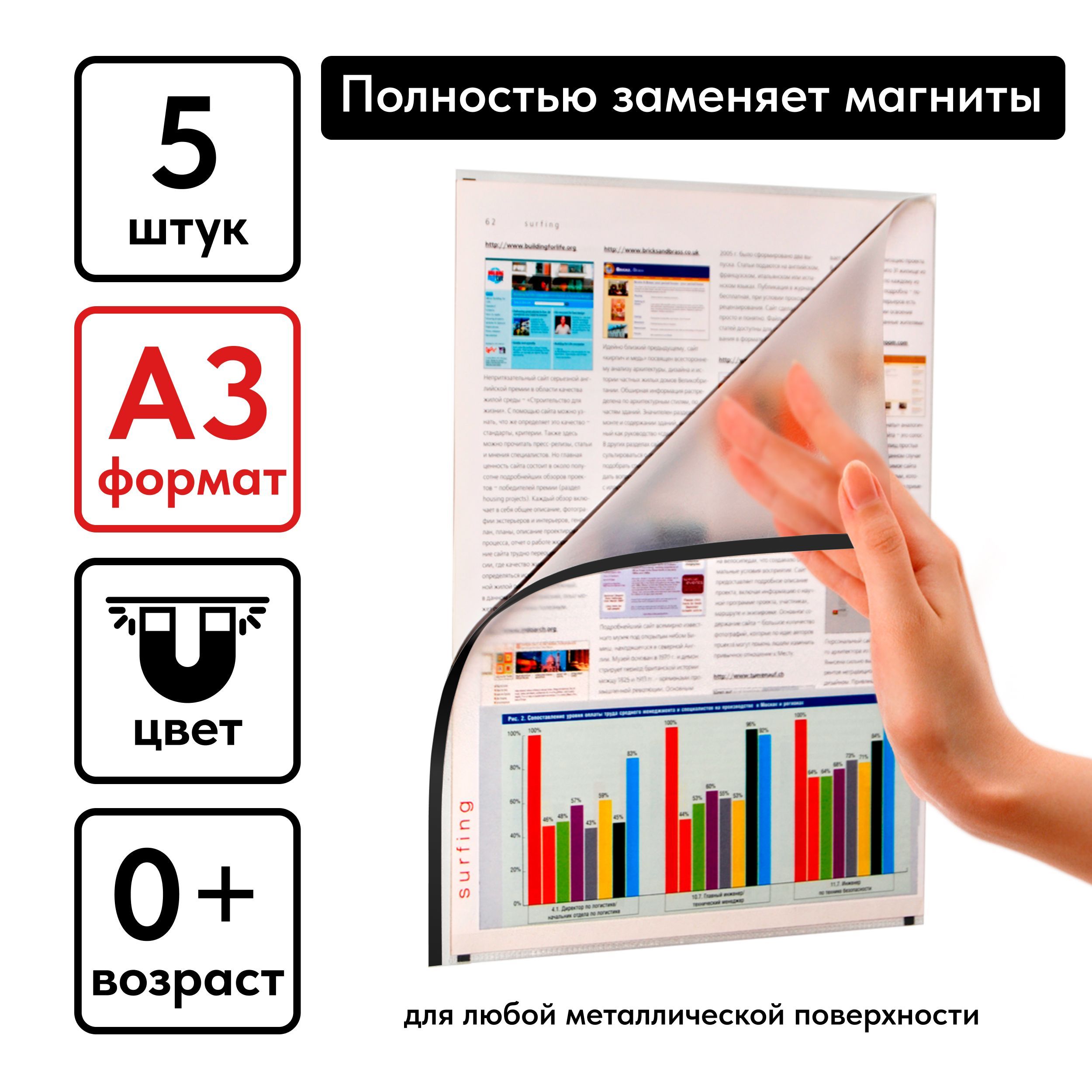 Магнитная папка-уголок BOARDSYS, формат А3, 5 шт. - купить с доставкой по  выгодным ценам в интернет-магазине OZON (1213614785)