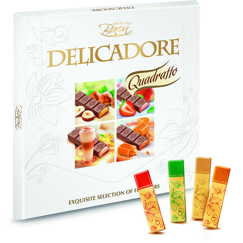 Ассорти Delicadore шоколадных конфет Quadratto 200г