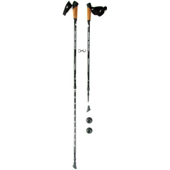 Палки для скандинавской ходьбы телескопические KAISER SPORT, NORDIC WALKING BLACK, 90-135 см (SL-2B-2-135)