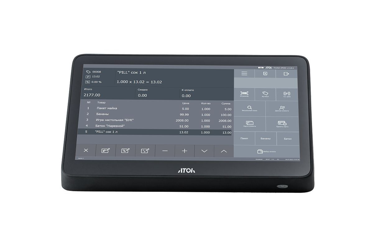 Сенсорный терминал АТОЛ Optima V7 Lite (11.6", J3455, 4 ГБ DDR3L, SSD 128 Гб M.2, без АКБ) без ОС