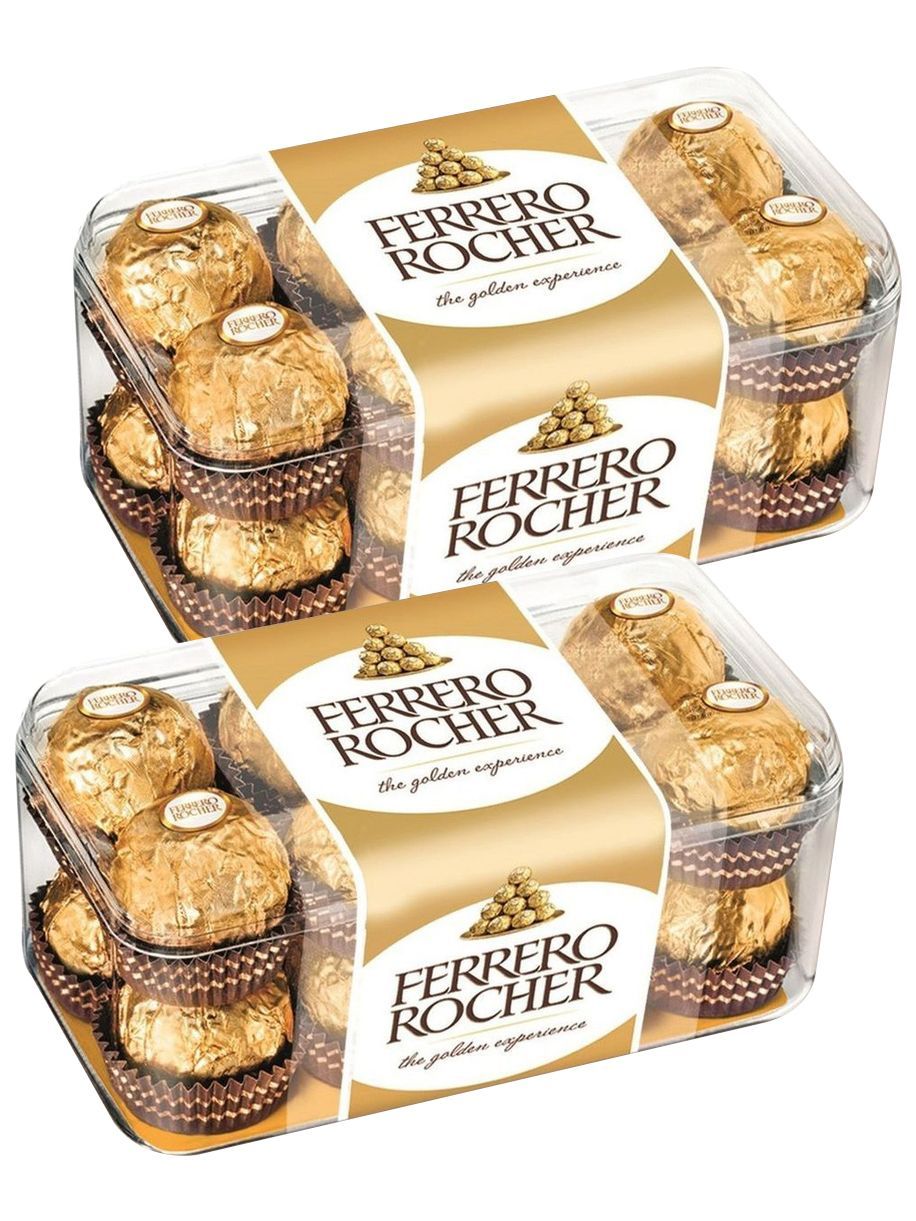 Конфеты Ferrero Rocher 200г х 2шт/ Конфеты Ферреро Роше из молочного шоколада с начинкой из крема и лесного ореха