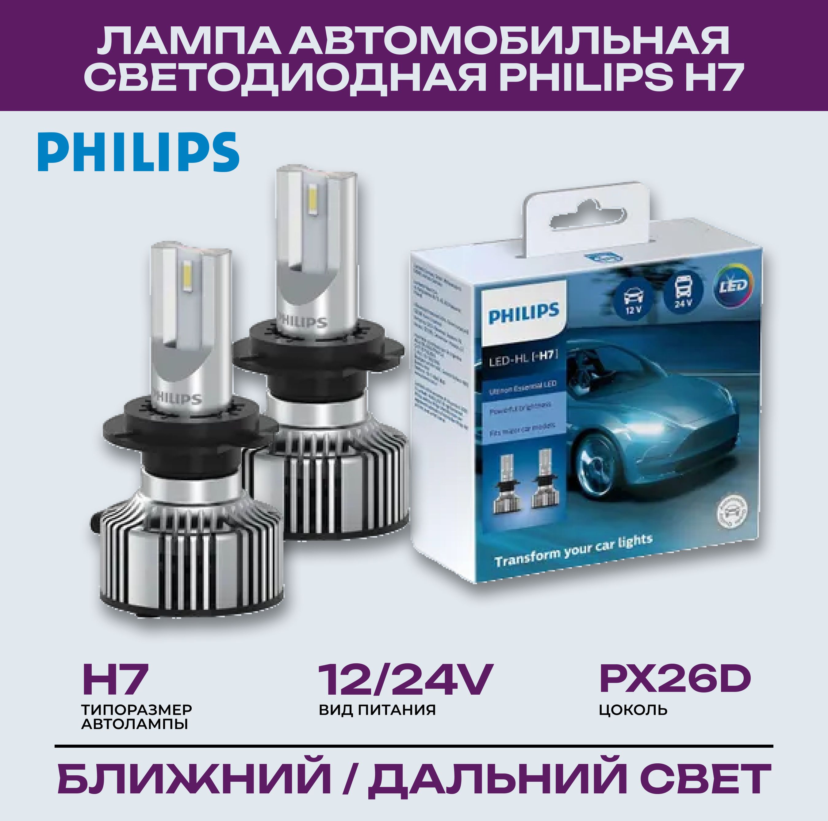 Philips H7 Ultinon LED HL - 11972ULWX2 Светодиоды купить в  интернет-магазине - Авто-Лампы