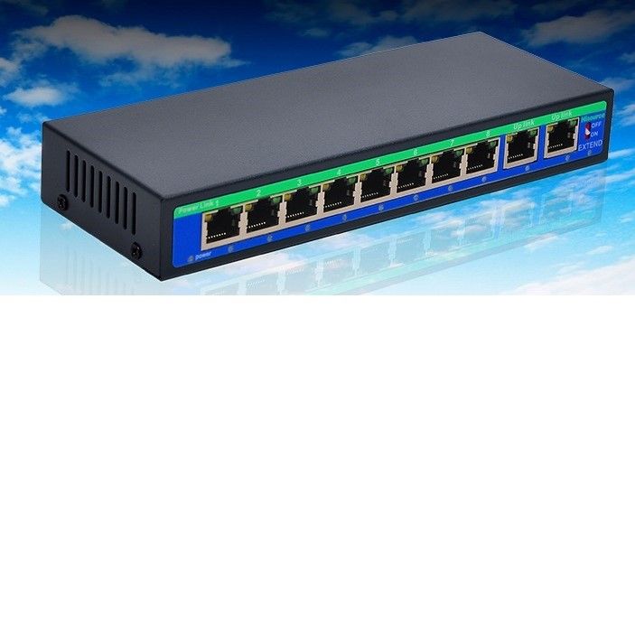 УниверсальныйкоммутаторбезблокапитанияPassivePOEswitch12-55V10портов(8РоЕ+2Uрlink100мбит/с)суперкомпактный,ПоЕСвитч8каналов