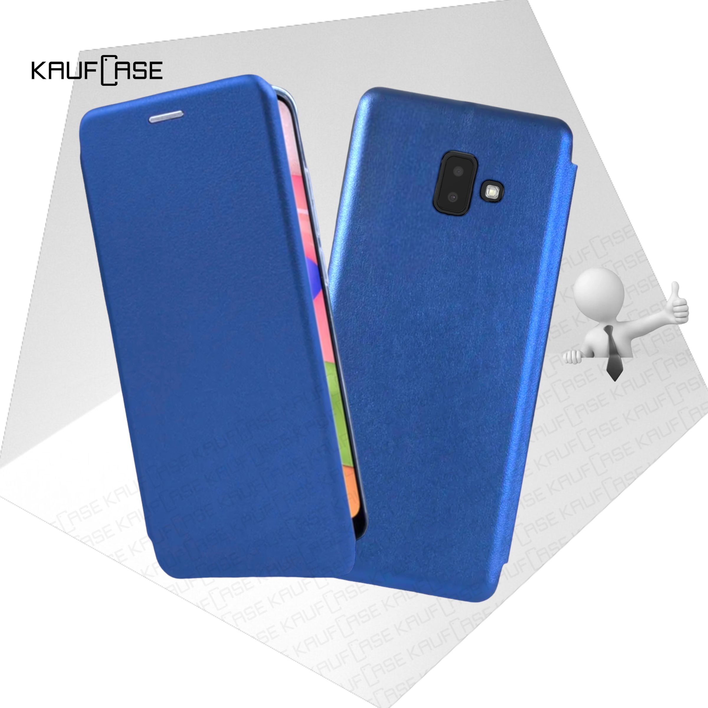 Чехол книжка KaufCase для телефона Samsung J6+ (J610) (6"), синий. Трансфомер