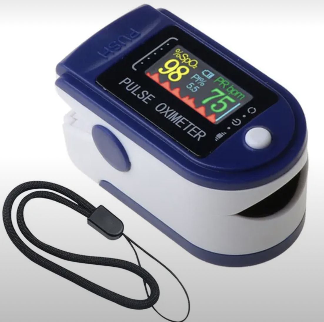 Пульсоксиметр"OXIMETER"Fingertipнапалецсдисплеемсинийнапалец,контрольсатурации