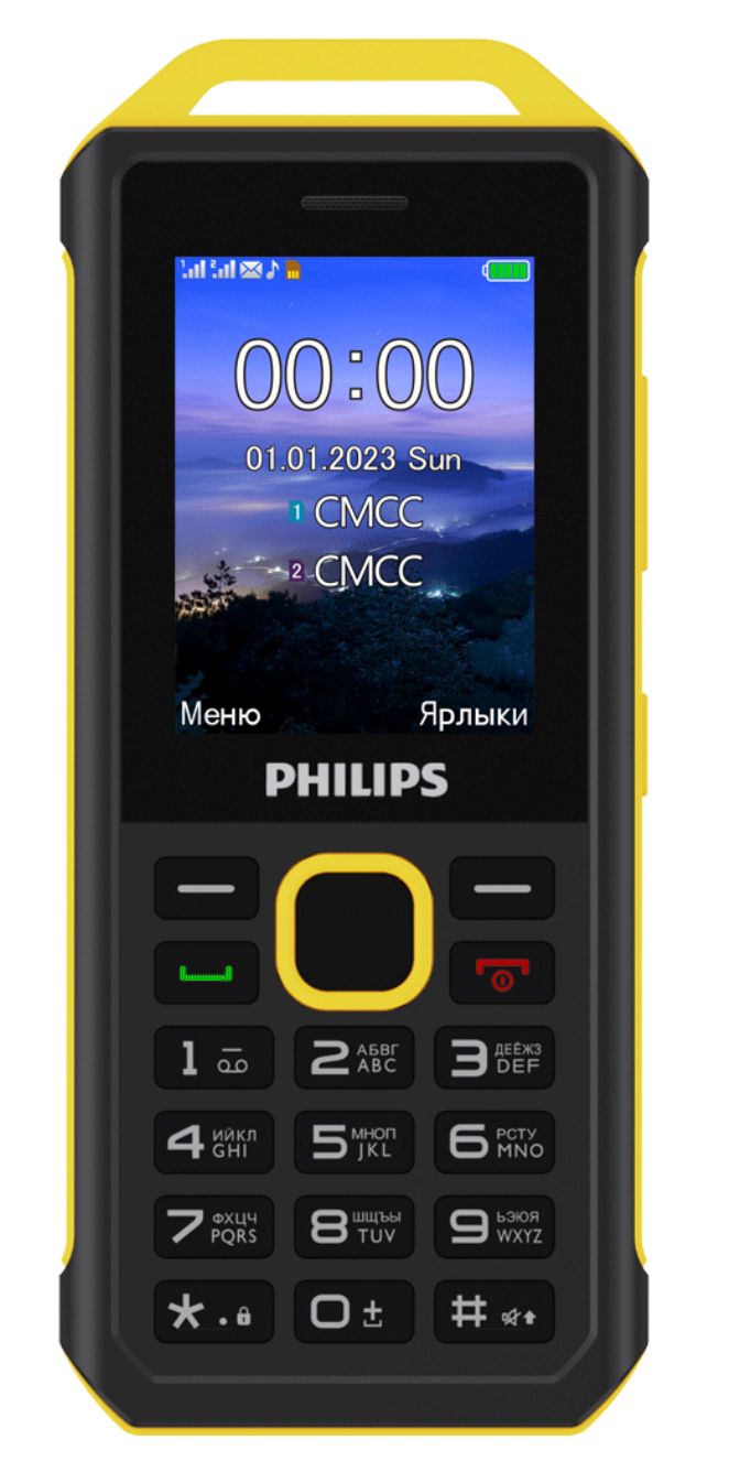 Мобильный телефон Philips Xenium E2317 желтый-черный